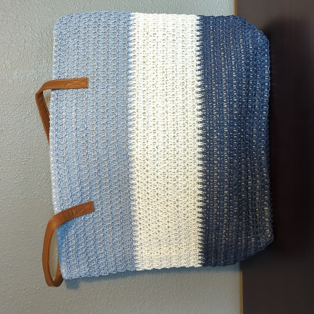 LAST ONE! Shades of Blue Rattan Crochet Shopper/Beach/Tote Bag - Picture 3 of 7